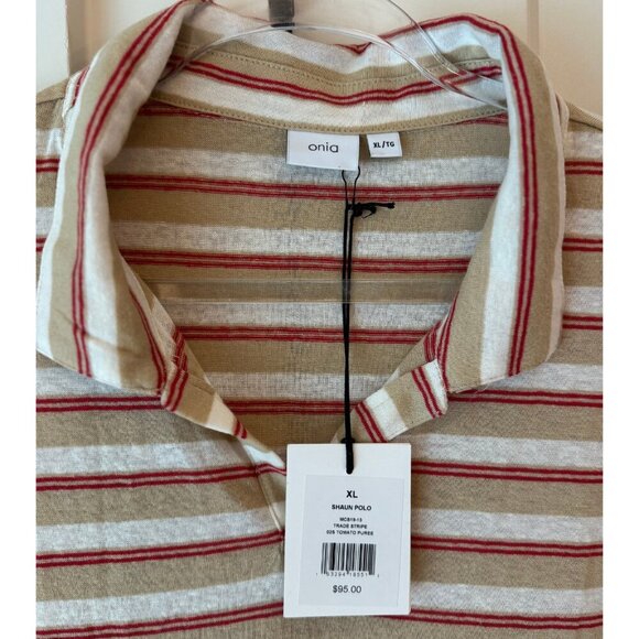 Onia Shaun Polo Shirt Linen Blend Striped Short Sleeve NWT | Size XL - Picture 7 of 7